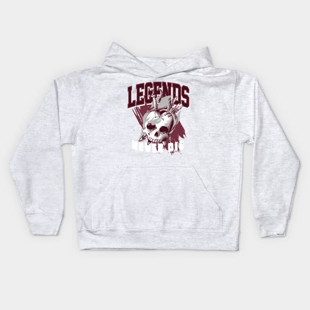 Legends Never Die Dark Beetroot Kids Hoodie by funandgames